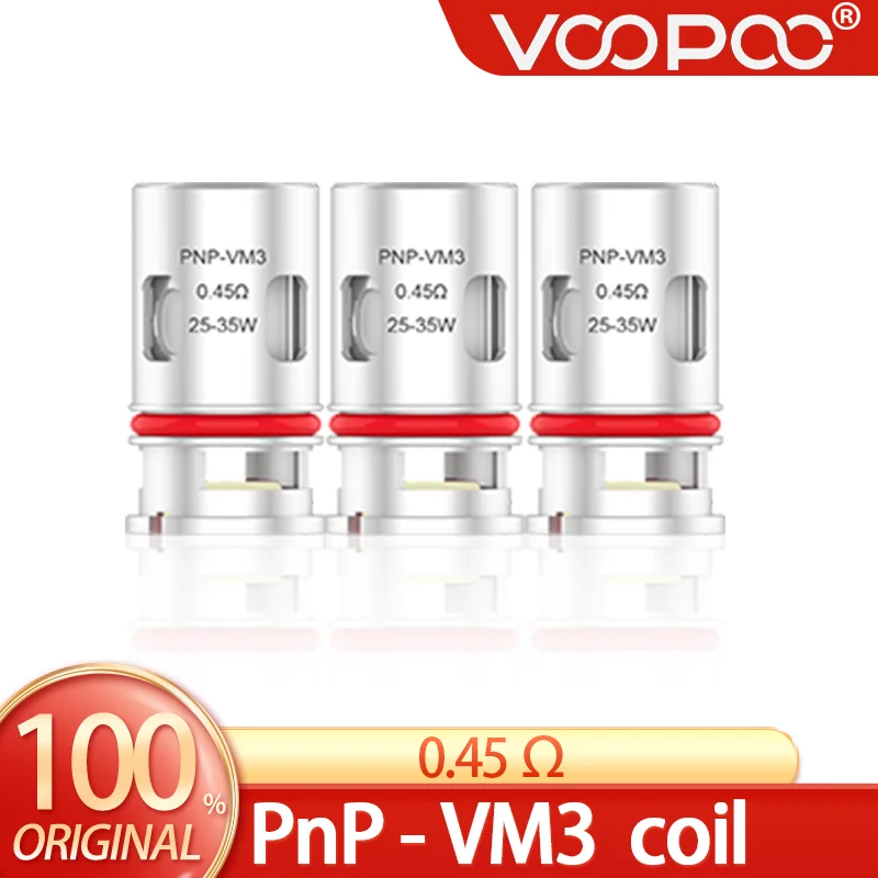 

Original Voopoo PNP VM3 Coil 0.45ohm 25 ~ 35w Power for VINCI,Vinci R/X/Air,Drag S/X,Navi,PnP 22＆ 20 e-Cigarettes,Vape Exclusive