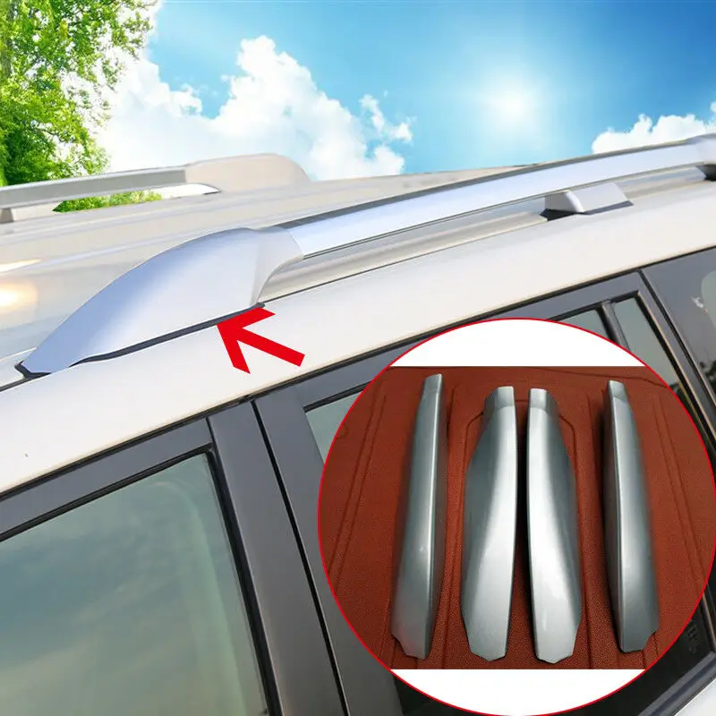 

Silver Roof Rails Rack End Cover Shell For Toyota Land Cruiser Prado J150 10-18