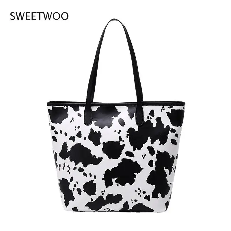 

Handbag for Female 2021 Winter Printed Milk Cow Pattern Women's Bag Zebra Pattern Shoulder Underarm Bag Capacity Shopping Bag