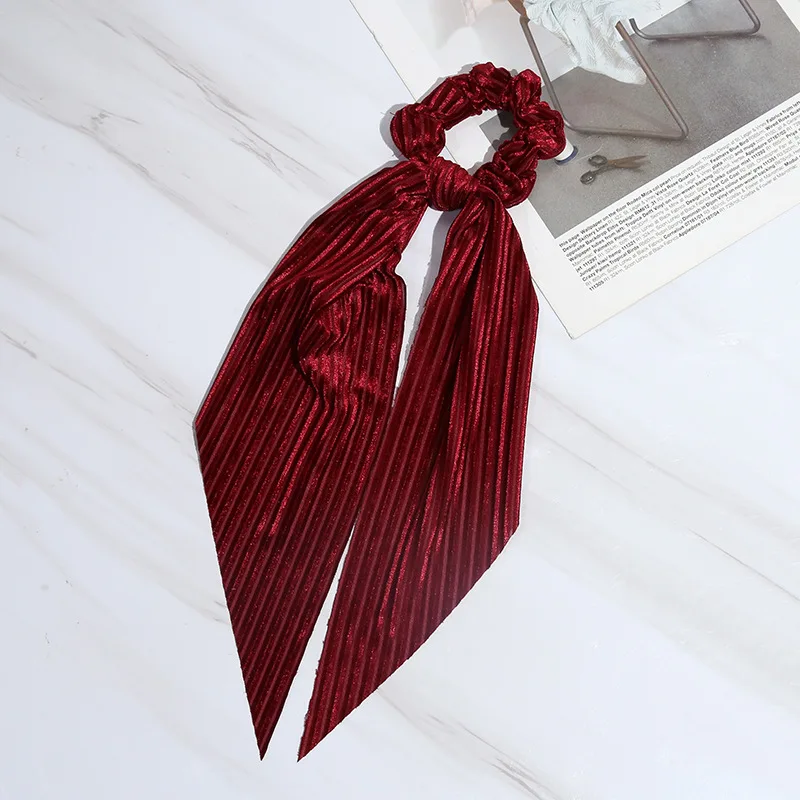 

Women Striped Corduroy Scrunchies Hair Scarf DIY Solid Color Elastic Hair Bands Ponytail Holder Girls Hair Accessories Fashion