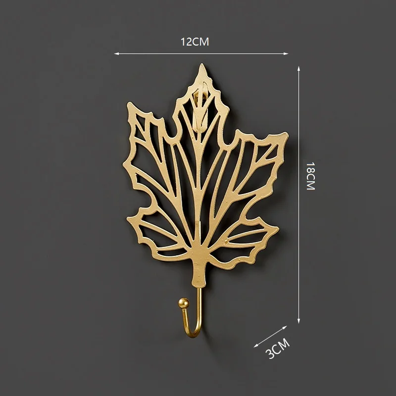 Gold Leaf Shape Hook Creative Wrought Iron Wall Hanger Punch-Free Hanging Storage Rack For Towel Cloth Self Adhesive Organizer |