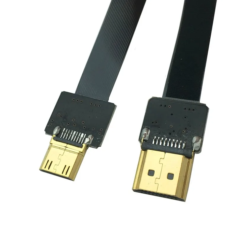FPV HDMI совместимый штекер к мини hdmi Экранированный FPC плоский кабель 4k 60 Гц для