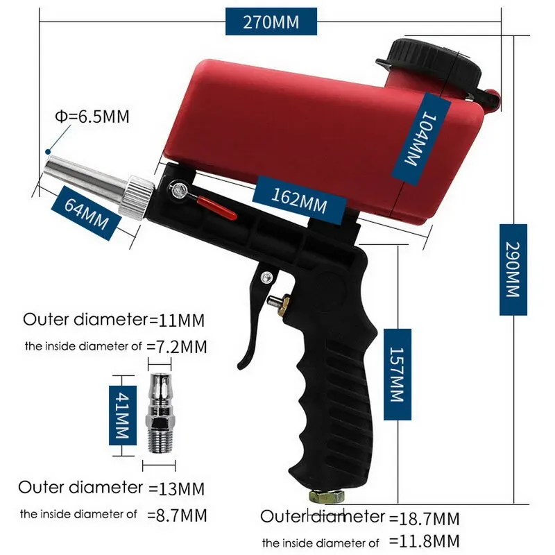 Portable Sandblasting Guns 90psi Adjustable Small Air Blasting Machine Derusting Spray Set | Инструменты