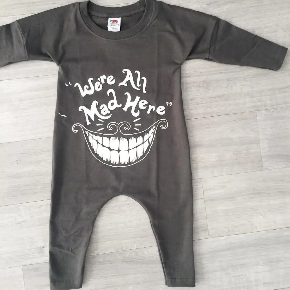0-2 year old long sleeve Jumpsuit grey creeping suit and big mouth |