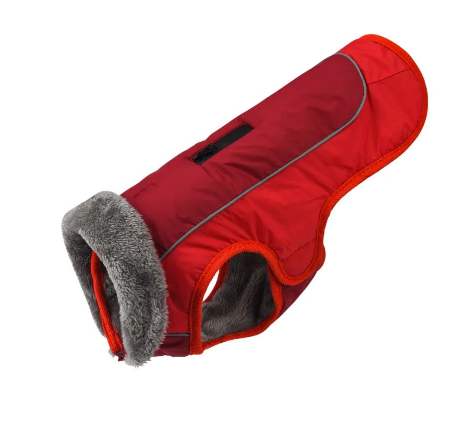 

Winter warm pet clothing fur collar dog clothing reflective waterproof dog cotton padded clothing pet supplies big dog coat