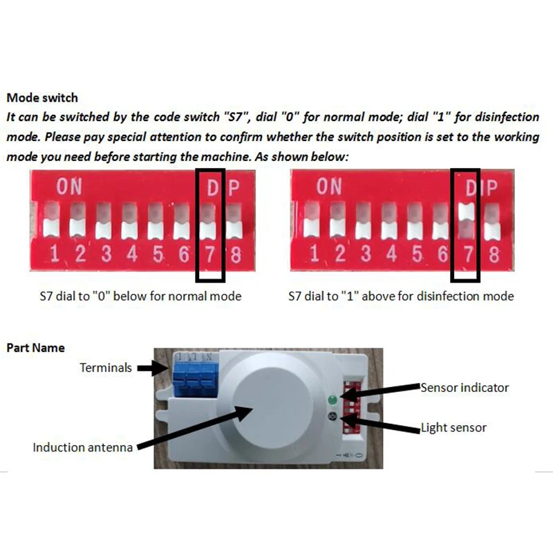 

1PCS UV Disinfection Lamp Sensor Switch UV Germicidal Lamp Induction Controller 5.8GHz Dual-Mode Microwave Induction Switch