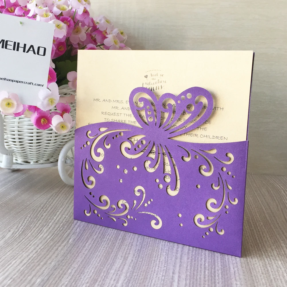 

25cs/lot 3D Butterfly Decoration Invitation Cards ,Whole Set Hot Sell ,Birthday Party Bridal Shower Engagements Supplies Cover