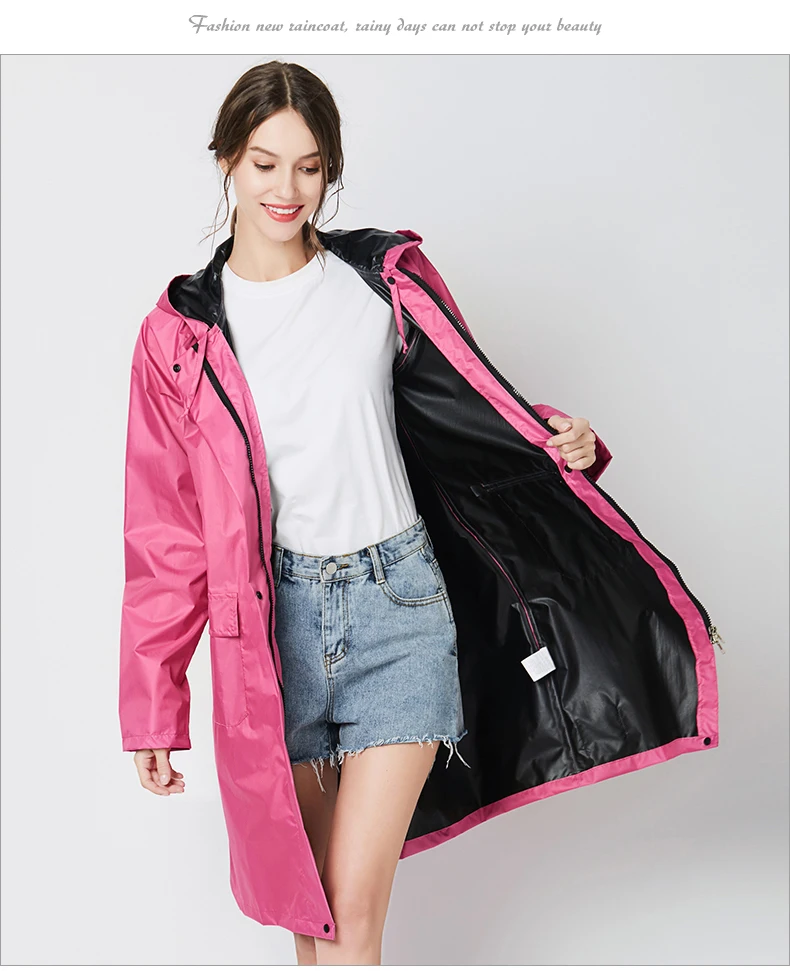 Модный женский дождевик накидка-пончо с капюшоном и карманами водонепроницаемый
