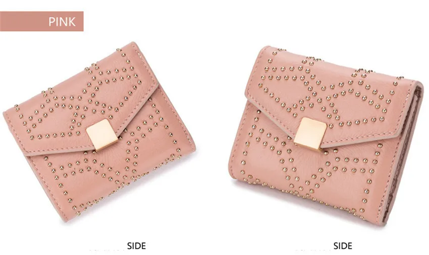 Новинка, Женский кошелек, кошельки, Женский кошелек Carteira Feminina, кошелек Cartera Mujer Portefeuille Femme, на застежке, с заклепками, отделение для заметок