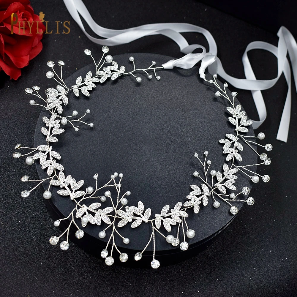 

A42 Wedding Hair Ornaments Alloy Leaves Bridal Headwear for Women Tiaras Handmade Rhinestone Headband Flower Headpieces