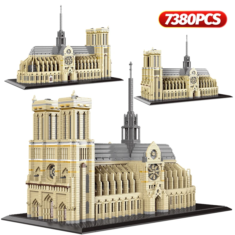 

7380pcs+ Diamond Mini Notre-Dame DE Paris Model Building Blocks Church Architecture Tibet Potala Palace bricks Toys For Children