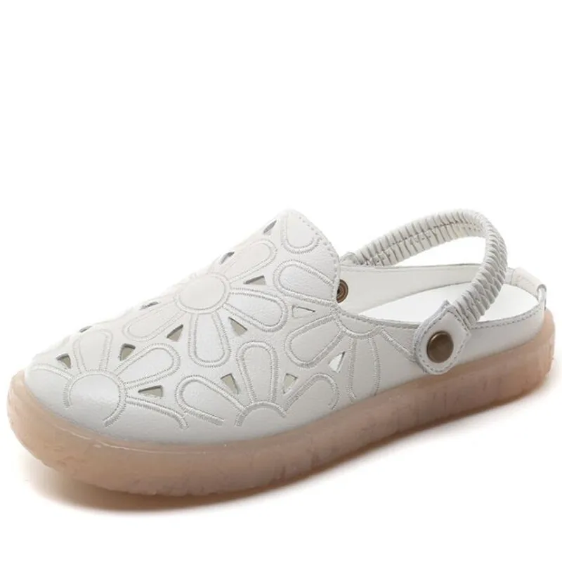 

Summer Hot 2022 Newest Hollow Hole Sandals Soft Bottom Comfort Flat Sandals Women Genuine Leather Sandals Concise Casual Sandals