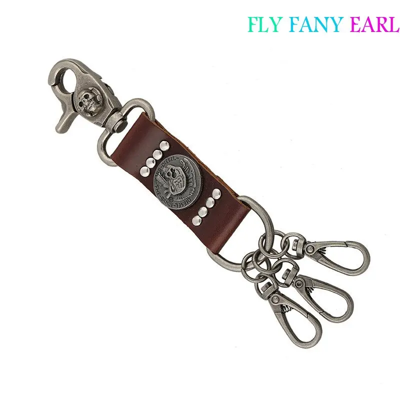 Винтажный панк брелок с черепом автомобильный заклепками стильный маленький