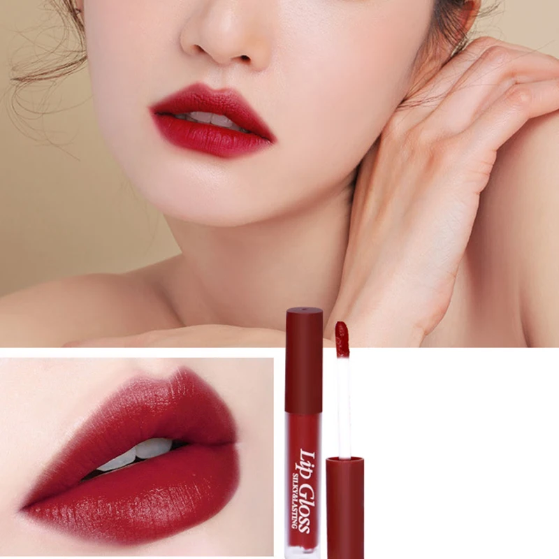 

Matte velvet lip glaze 6 sets not easy to fade lipstick pumpkin color lip gloss female makeup