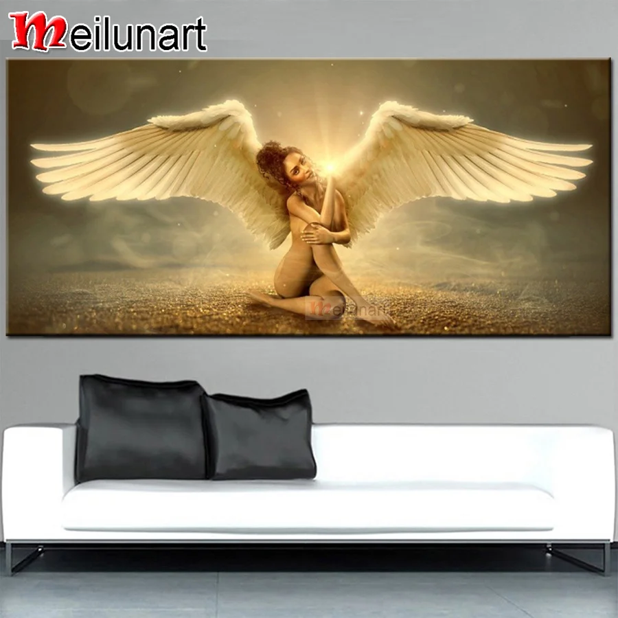 

Алмазная 5d картина «ангельская девушка с крыльями», полноразмерная круглая Алмазная вышивка «сделай сам», украшение для дома, AS0685