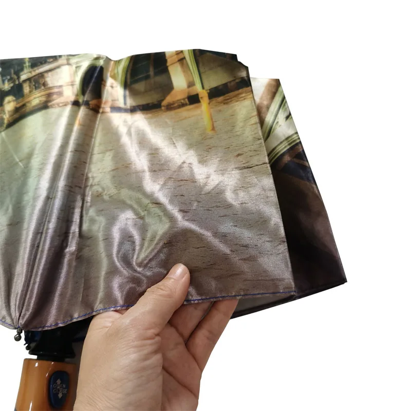 Модные автоматические женские зонтики от дождя 3 Складные 23 ”9K ветрозащитная