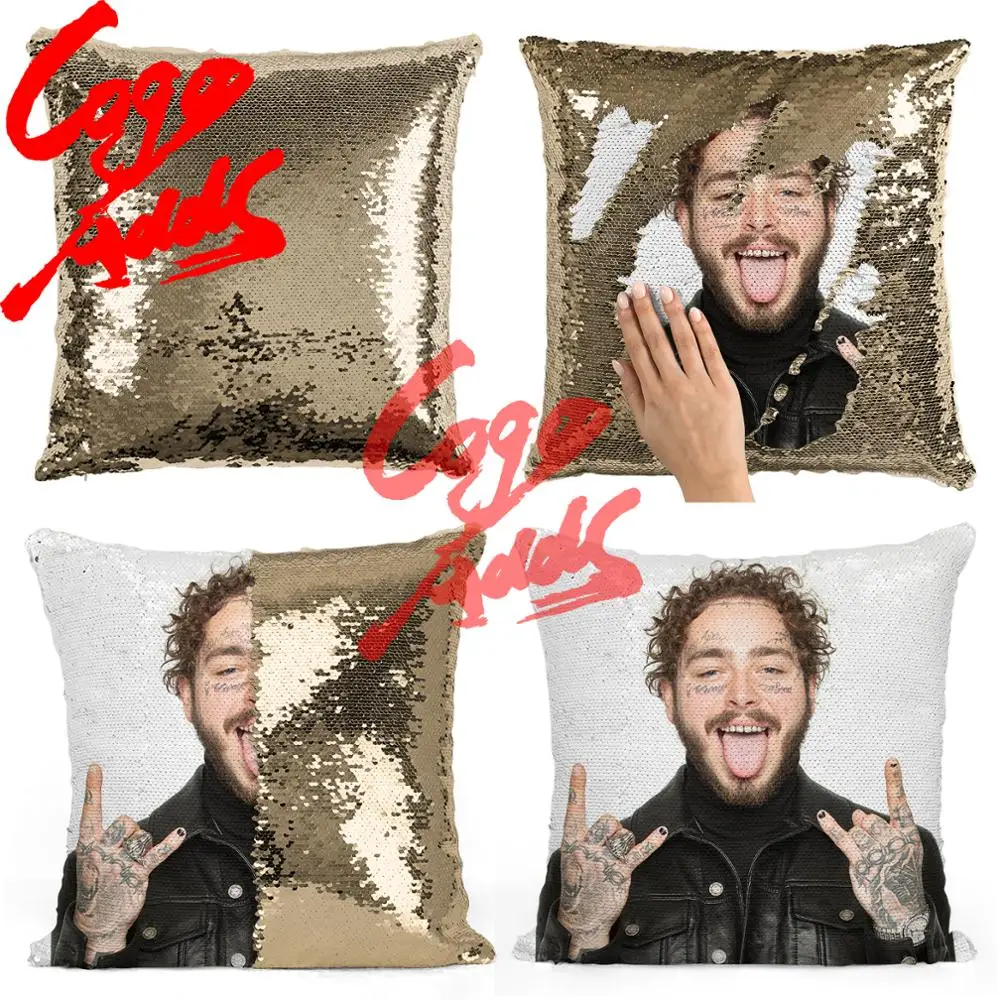 Подушка с блестками Post Malone | Наволочка Двухцветная подушка Подарок для нее Него