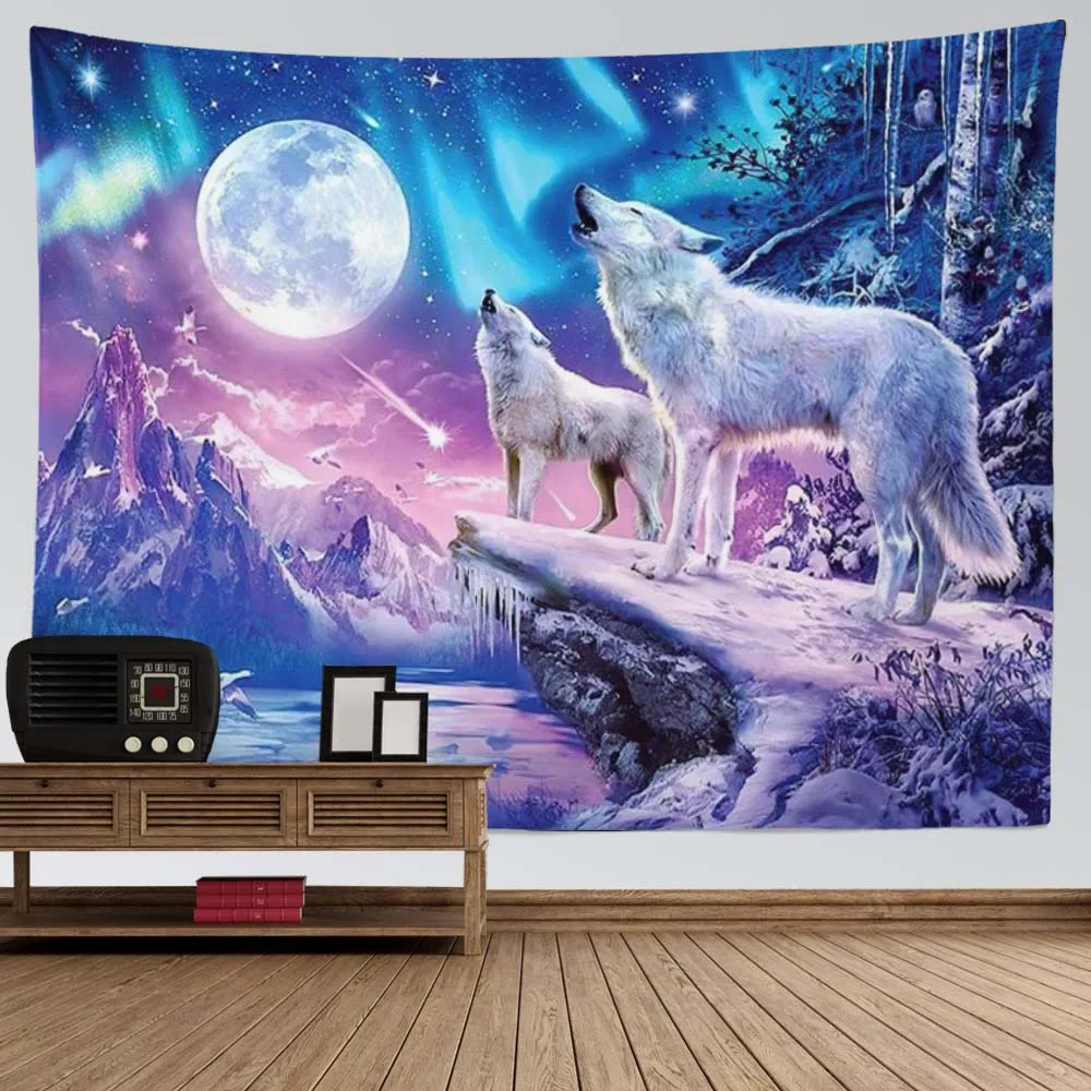 Гобелен с Луной тканевый настенный гобелен животными психоделический хиппи бохо