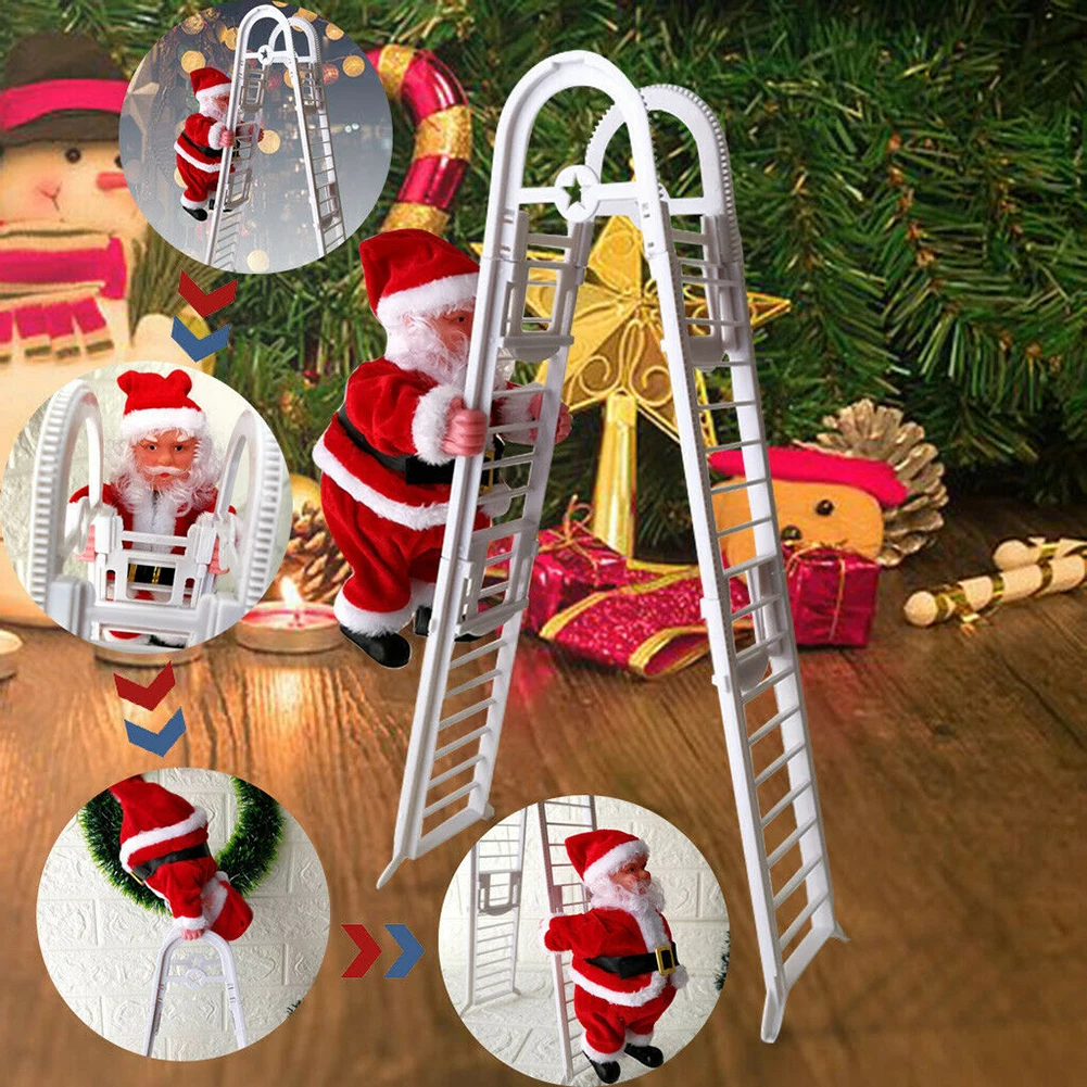 

2022 Electric Santa Claus Climbing Rope Ladder with Music Santa Musical Toys for Christmas Tree Home Decor Gifts