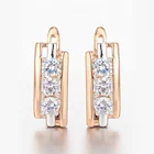 Женские серьги из розового золота 585 пробы, с белым камнем и прозрачным кубическим цирконием, GE316