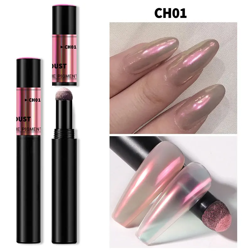 

0.5g Nail Powder Cushion Pen Jelly Nail Art Glitter Mirror Laser Effect 8 Colors Nails Holographics Chrome Powder Nail Glitter