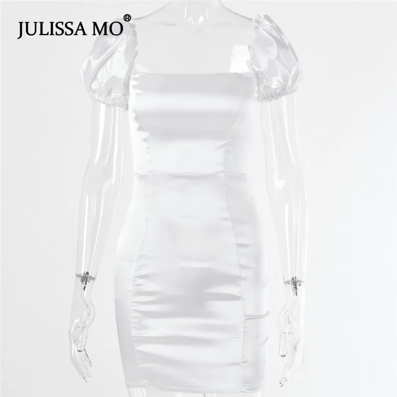 Julissa mo сатиновое элегантное женское платье с пышными рукавами Осеннее облегающее