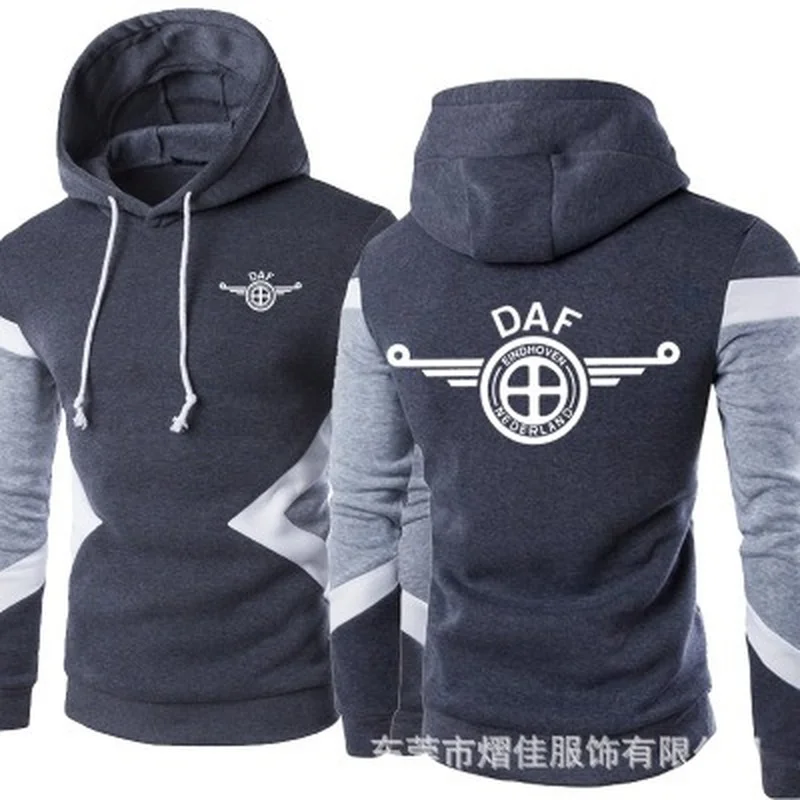 

2021 New DAF Logo spring autumn Fashion men Pullover Sweatshirts Patchwork Casual Cotton Hoodies Men Clothing