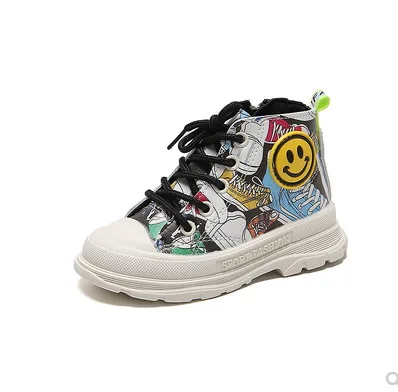 

New Girls boys autumn winter high-top cartoon shoes baby toddler sport shoes children leather fashion boots kids non-slip
