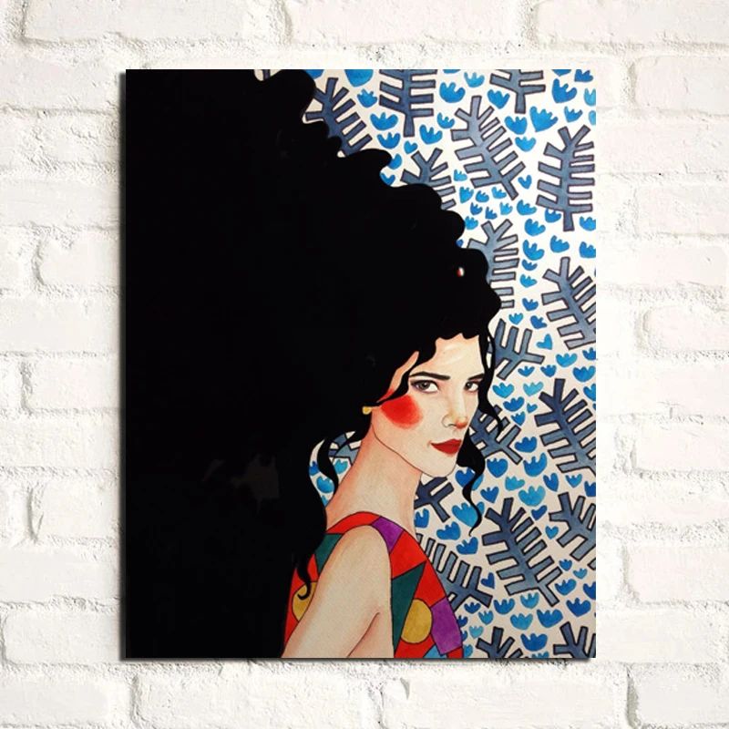 Винтажный постер с длинными волосами для девочек настенная живопись на холсте