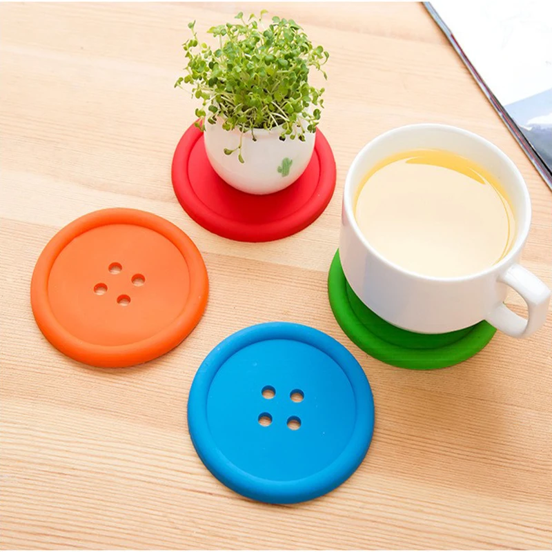 Силиконовая чашка коврик для чайных кофейных горок кнопки форма подставка