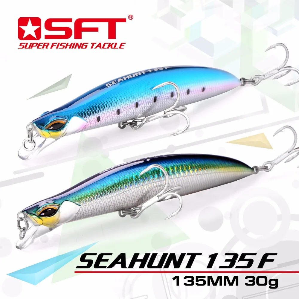 

SFT Seahunt 115F/135F Long Shot Floating Minnow Fishing Lure 115/135mm 21g/30g Wobbler For Bass Hard Bait Pesca Leurre
