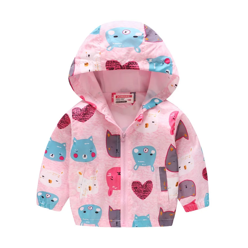 

Spring Autumn Children Hooded Zipper Windbreaker For Boys Girls Jackets Kids Print Coat Waterproof Hoodies Children's Clothing