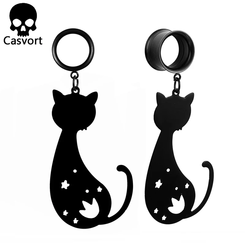 Casvort 2 шт. новые кошачьи болтающиеся затычки для ушей пирсинг корпус из