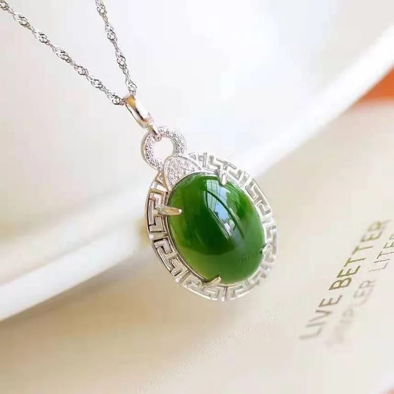

Boutique Jewelry 925 Silver Jade Necklace with Natural Hetian Jade Egg Pendant Is A Gift Specially Designed for Women
