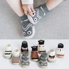 Детские Нескользящие носки для новорожденных, хлопковые нескользящие носки-тапочки с рисунком для мальчиков и девочек