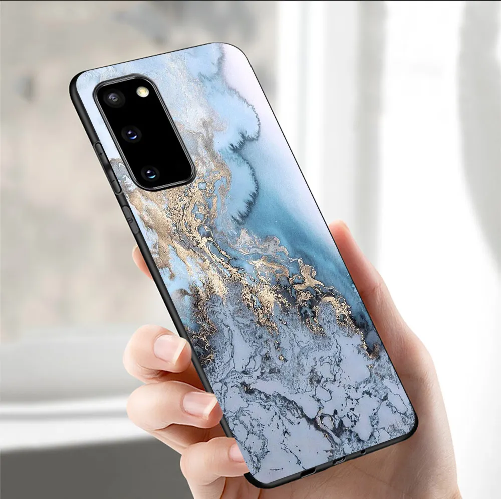 

Fashion Marble Phone Case For Samsung A51 A71 A50 A70 A20 A40 A20E S20 S10 S9 S8 S7 Edge Ultra Puls Note 10 9 8 Plus Black Cover