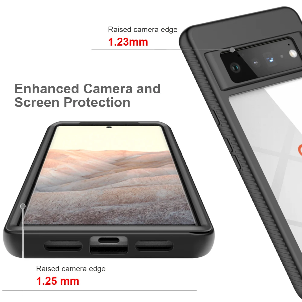 TPU+PC Transparent Back Case For Google Pixel 6 Pro Pixel 5A Pixel 5 Pixel 4A Pixel 4XL Pixel 3A XL 2in 1 Shockproof Cover Funda