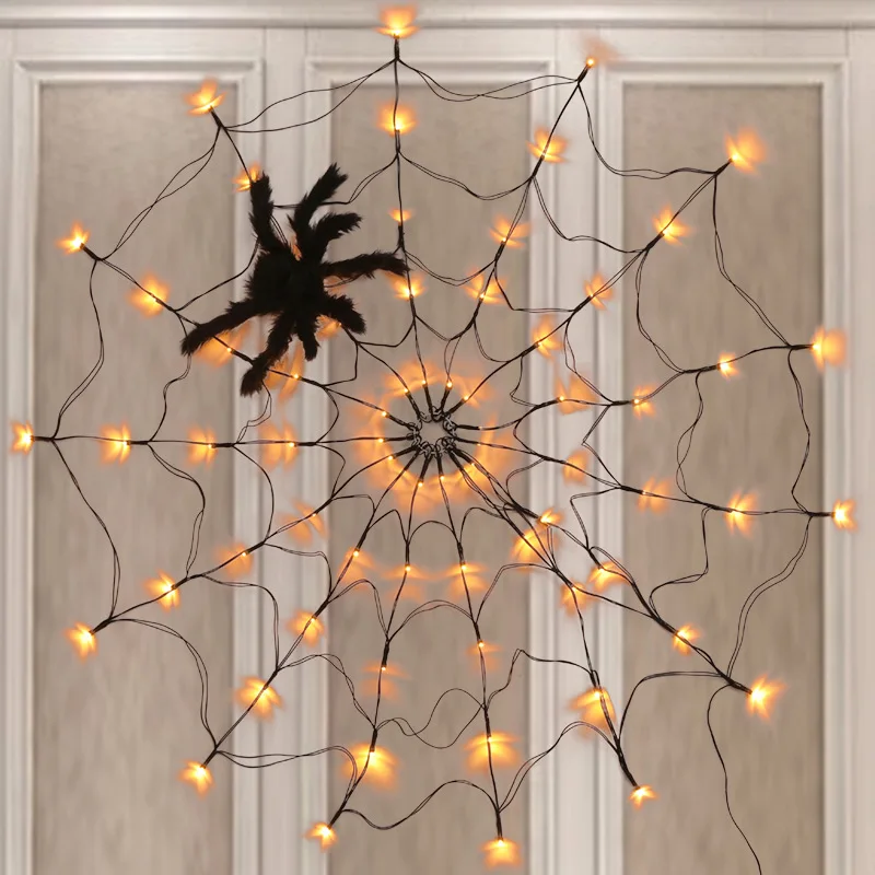 Spider web lights Halloween decoration lantern LED atmosphere layout props usb string | Лампы и освещение