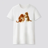 graphic tees tops cute cat printing tshirts women funny t shirt white tops casual short t shirt clothes streetwear top