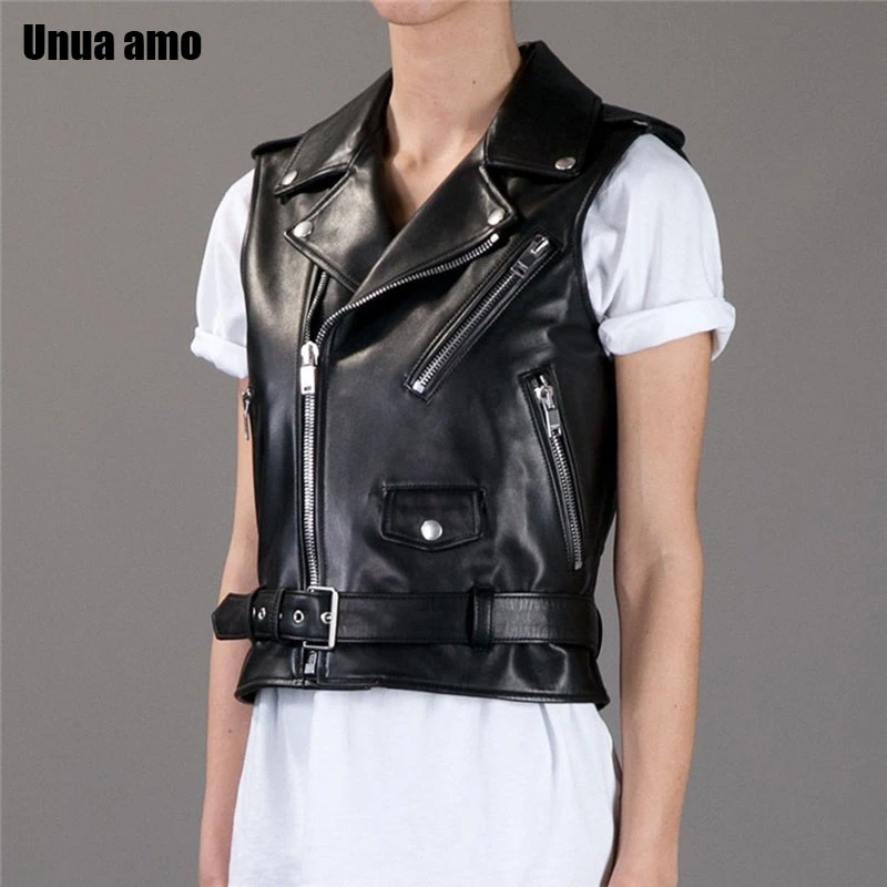 Женская байкерская куртка Unua amo Байкерская безрукавка из натуральной овечьей