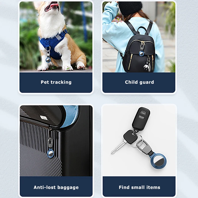 

High-quality Metal Bumper Case For Apple AirTag Locator Tracker Anti-lost Device Magnetic Protective Case with Keychain Hook