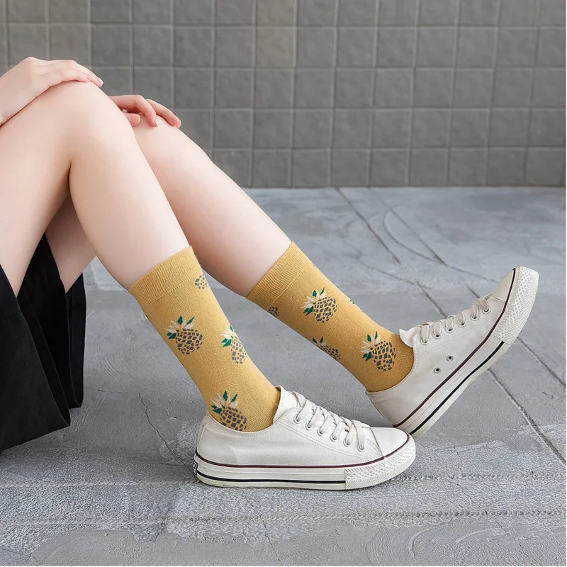 Новинка 2020 женские носки корейский стиль свежие фрукты авокадо ананас шаблон