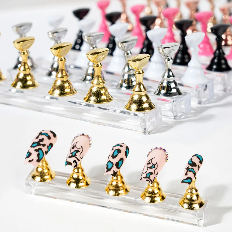magnetic nail holder false nail tip practice stand crystal base holder nail art display for art salon diy practice 5pcsset free global shipping