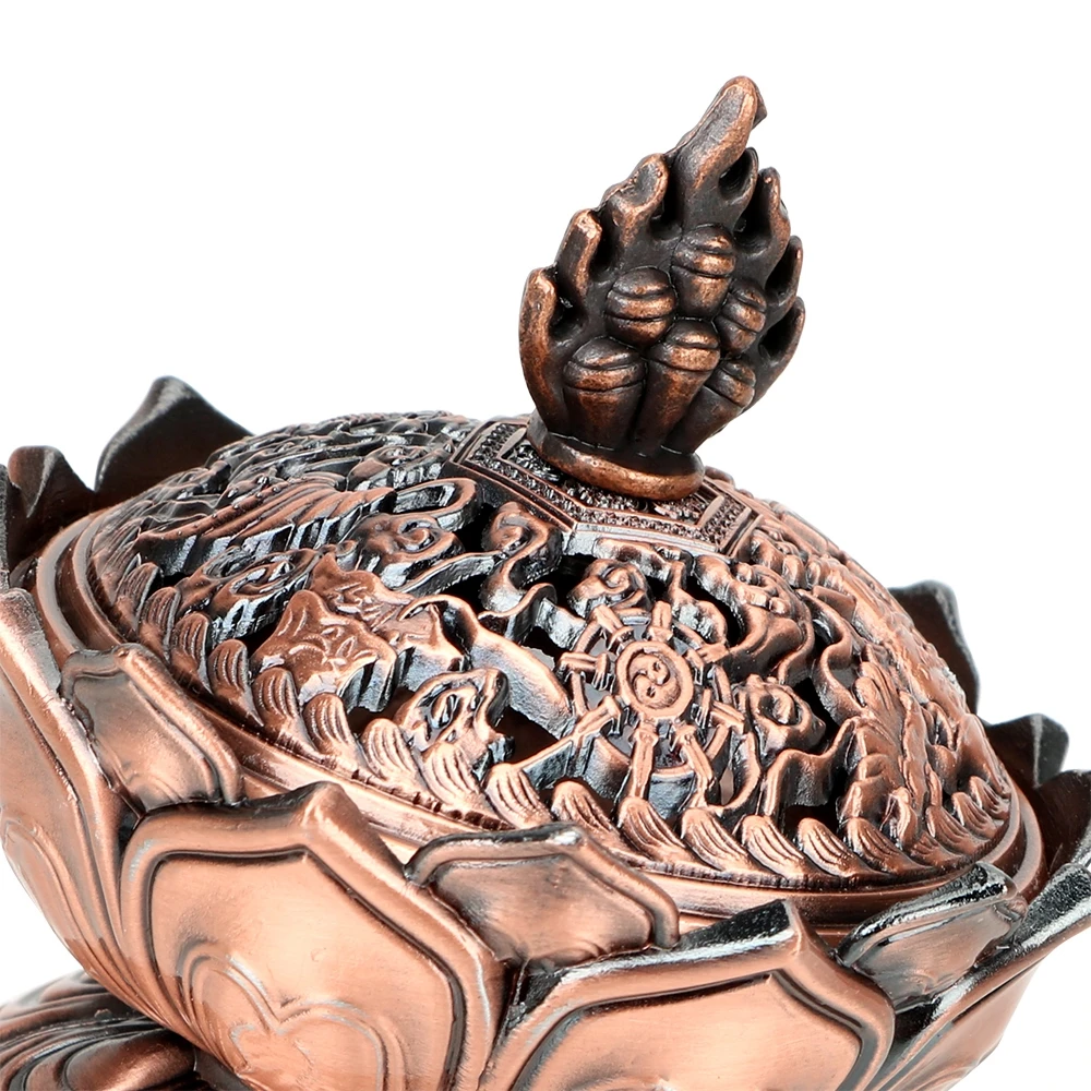 Chinese Incense Burner Box Holder Lotus Flower Sandalwood Censer Bowl Metal Craft Office Home Decoration | Дом и сад