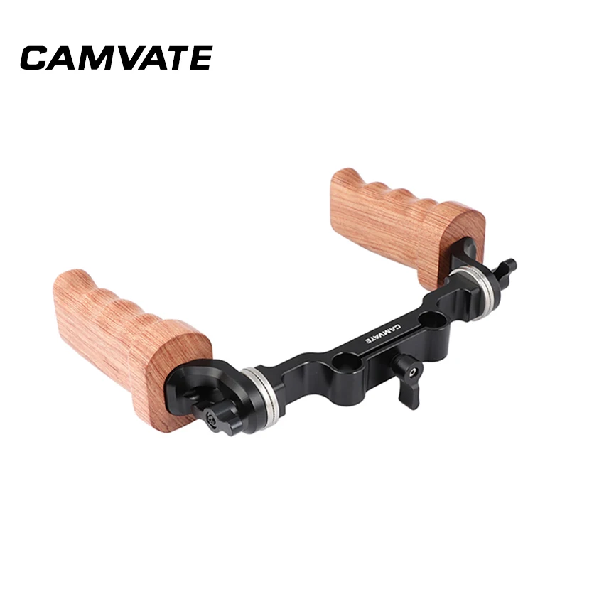 CAMVATE ARRI Rosette ручка пара (дерево) с 15 мм Railblock для DLSR камеры плеча Rig C2422|Аксессуары