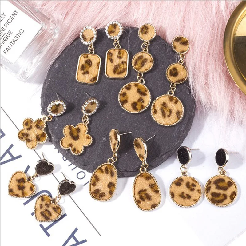 Винтажные бархатные леопардовые висячие серьги с рисунком неправильной звезды