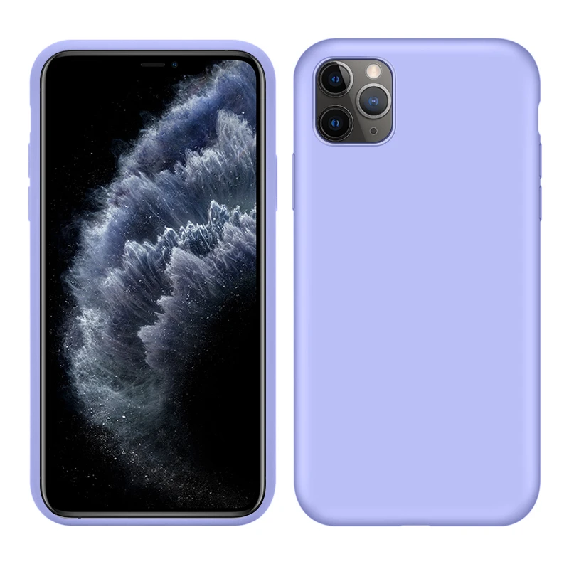 Purple Мягкий жидкий силиконовый чехол для телефона iPhone 11 11Pro матовая тонкая задняя крышка полный защитный чехол для iPhone 11 Pro Max Funda - Цвет: Purple