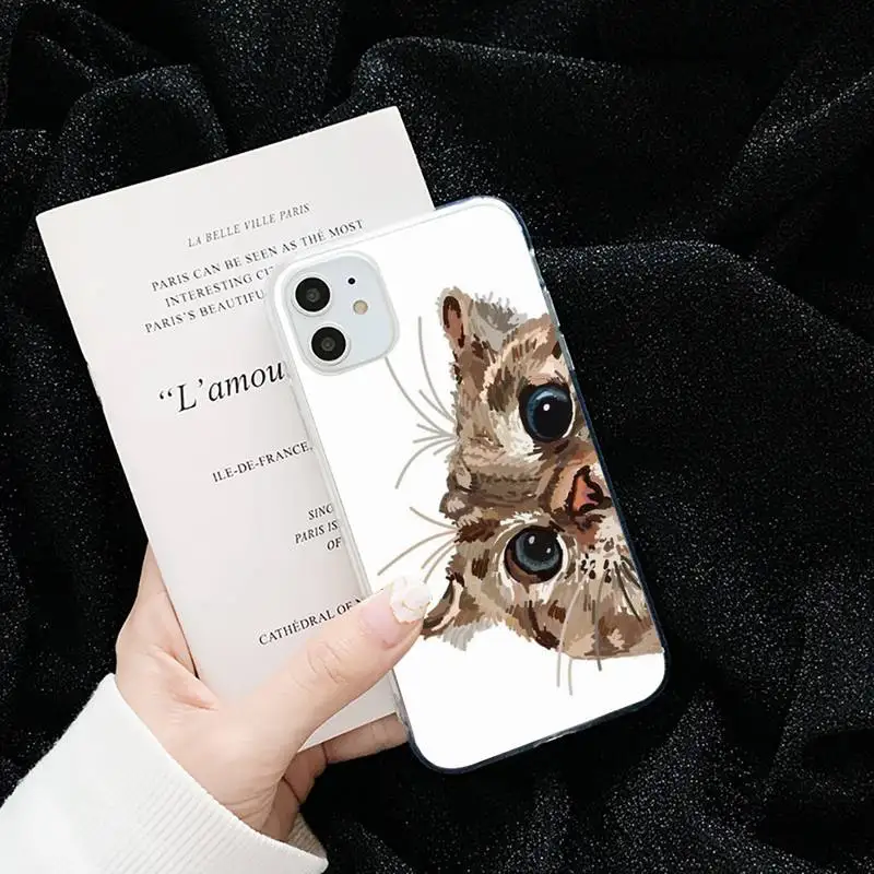 

cat Lovely Animalanimal cute Phone Case Transparent for iPhone 6 7 8 11 12 s mini pro X XS XR MAX Plus cover funda shell