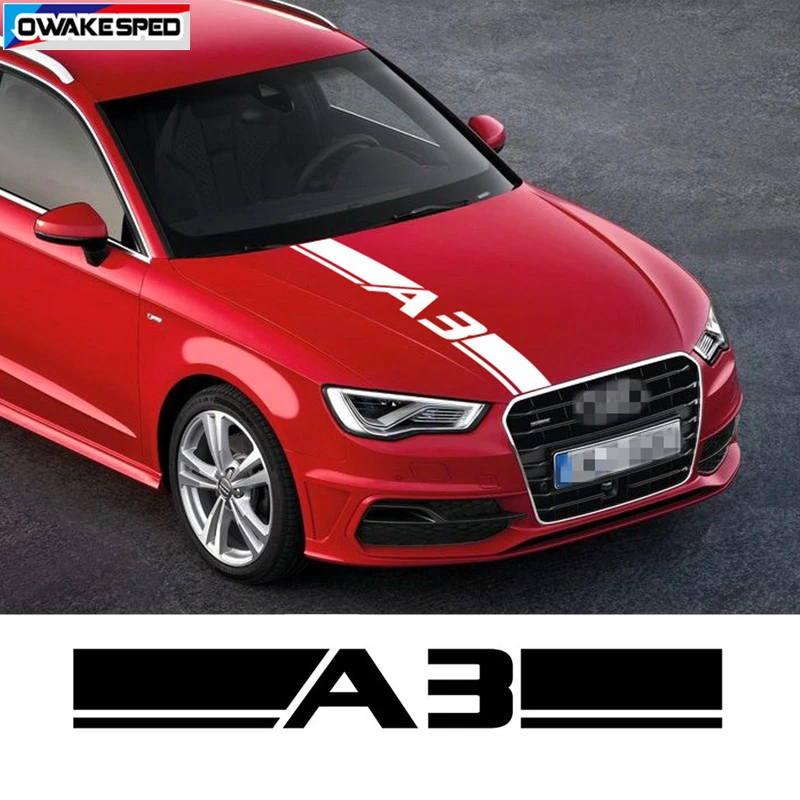 

Наклейка на капот автомобиля для Audi-A3 TDI хэтчбек седан родстер купе спортивные гоночные полосы Авто Крышка двигателя Декор виниловые наклей...