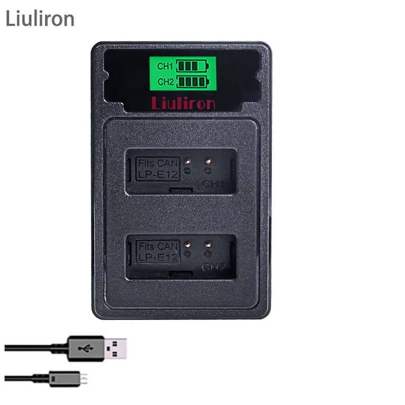 charger only 2 упаковки 1800 мАч Акку LP-E12 LPE12 LP E12 батарея+ двойной USB зарядное устройство с светодиодный для Canon EOS M10 M100 M2 100D Kiss X7 Rebel SL1 L15 - Цвет: charger only